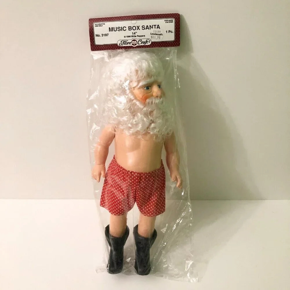 1990 Fibre Craft Doll To Make Music Box  Santa 14 Inch Billie Peppers Christmas